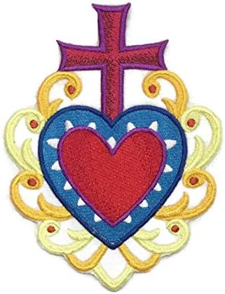 Hearts Hearts Hearts Milagro Healting [לב, Cross Milagro] ברזל רקום על תיקון/תפירה [4.86 6.41] [תוצרת ארהב] ...